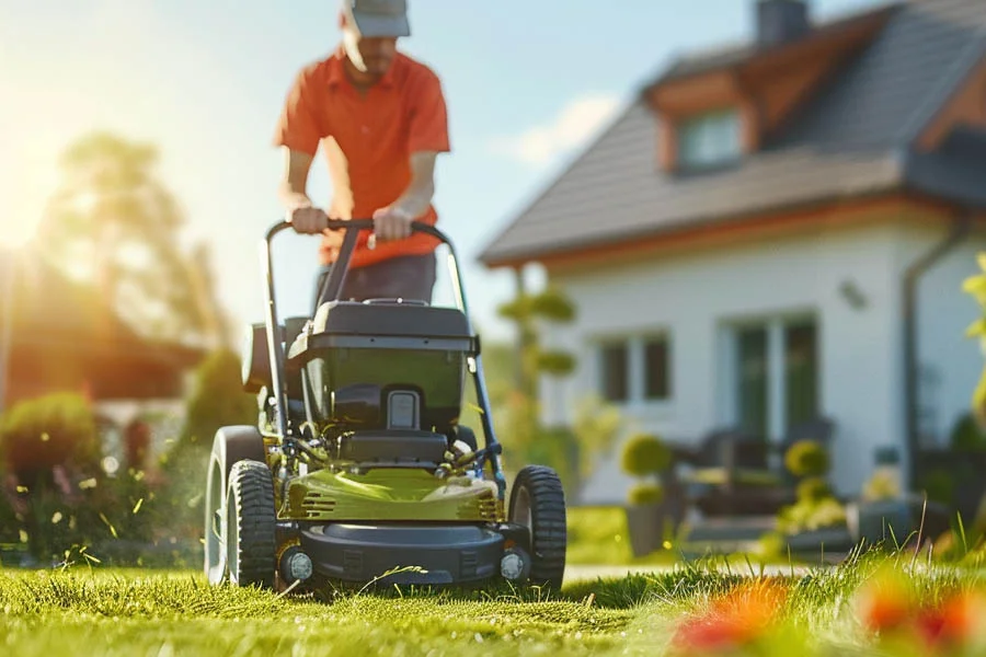 electric lawn mower with bag