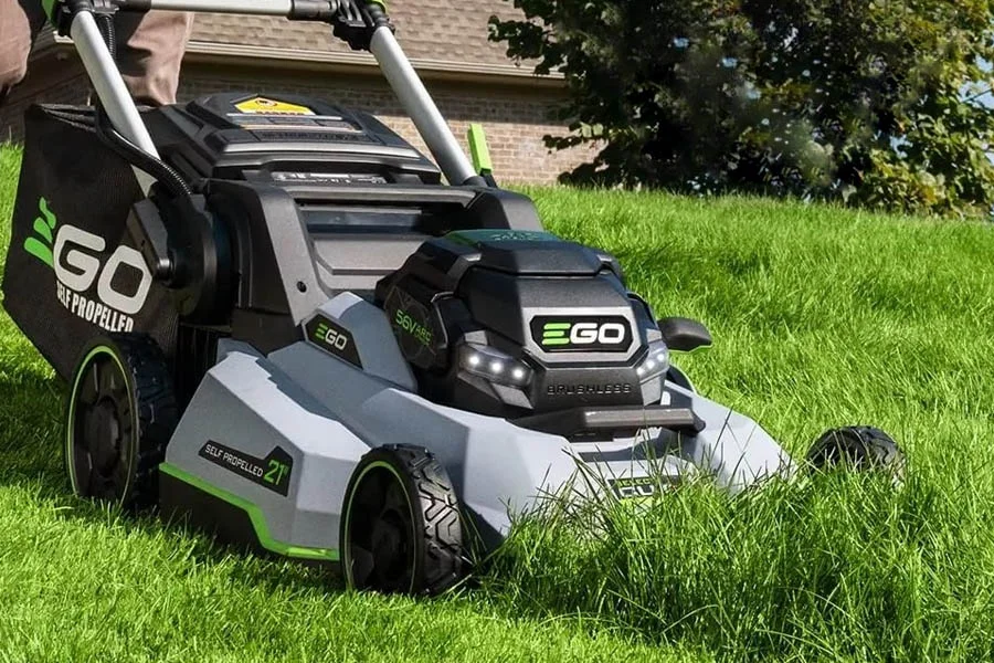 electric lawn mower with bag